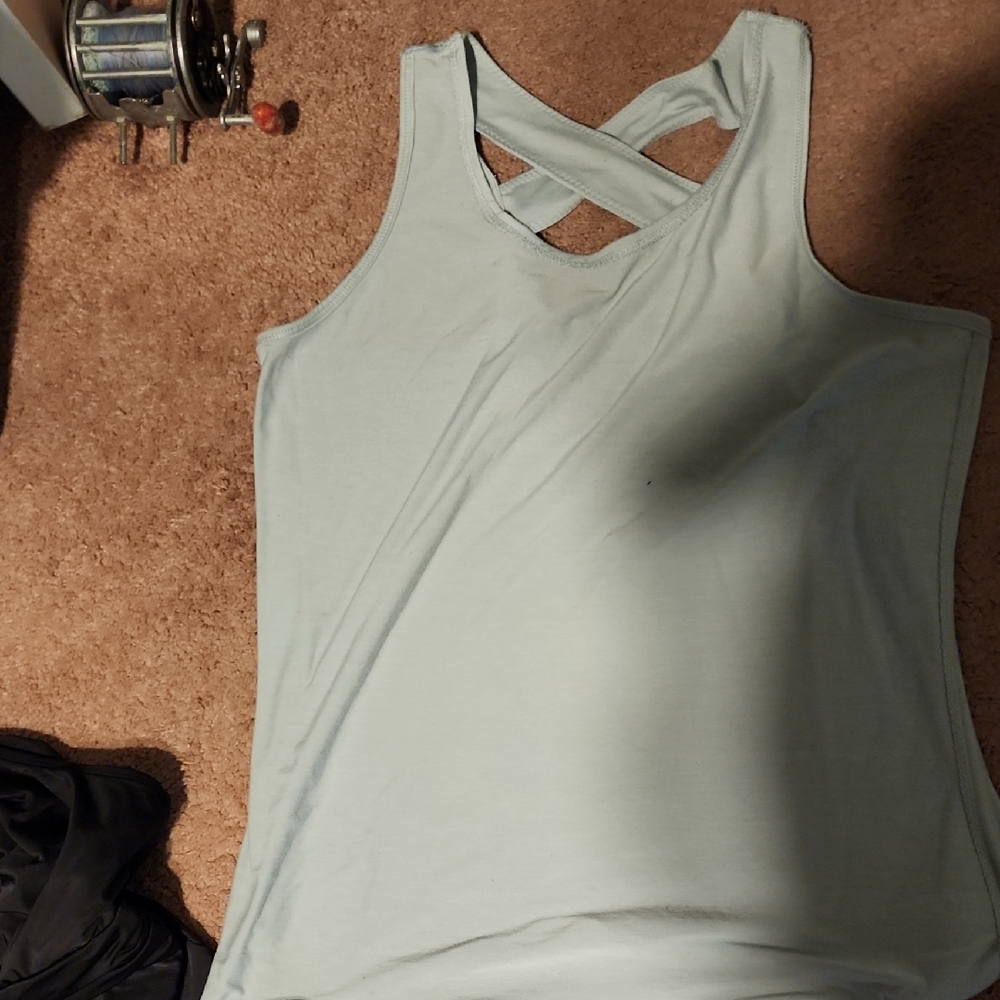 Danskin Now Light Blue Crisscross Tank Top